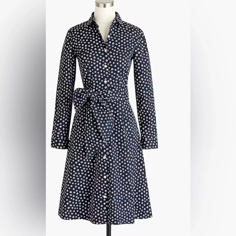 J.crew. Shirt dress with tie waist in organic cotton poplin.
